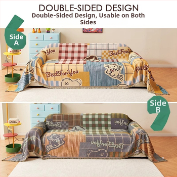 Trysėdžio sofą užvalkalas cartoon stiliumi su doily raštu; raštai: geometriniai, abstraktūs, animacinių filmų gyvūnai; Medžiaga: Six color scarf; Prekės ženklas: Fiber Return