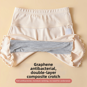 Mergaitės medvilniniai saugumo šortai, aukštas juosmuo, apsauga nuo permatomumo, 2-in-1 apatinių drabužių vasarai, 80% medvilnė, pavasaris 2025