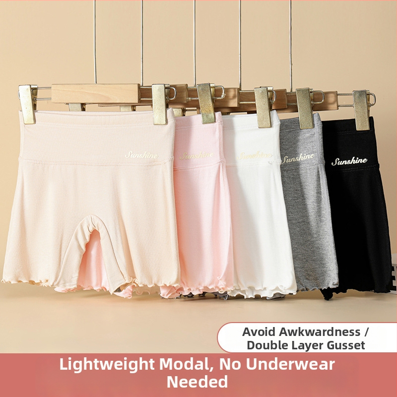 Mergaitės medvilniniai saugumo šortai, aukštas juosmuo, apsauga nuo permatomumo, 2-in-1 apatinių drabužių vasarai, 80% medvilnė, pavasaris 2025