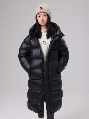 Gyermekeknek szóló tollkabát, uniszex, kacsa toll 95%+, középhosszú, elülső cipzárral, rögzített kapucnival