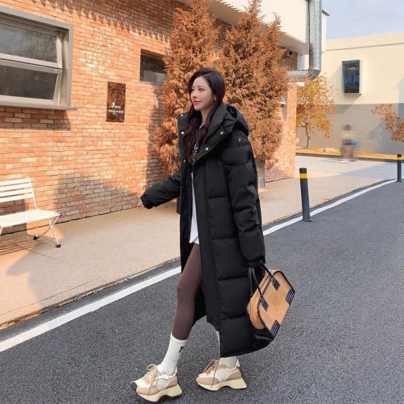 Dámska zimná bunda s perím, dlhá po kolená, s kapucňou, hrubá, biely kačací down 86–90% obsah, 201–300 g výplň, zima 2025