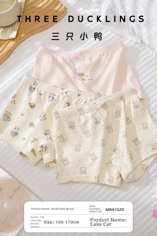 Mergaitei skirti bokseriai Three Little Ducks – Lenzing Modal, 46% Modal, antibakteriniai ir kvėpuojantys, amžius 3–8 metai