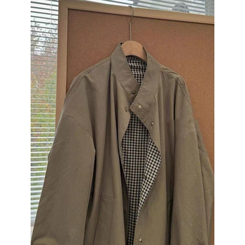 Γυναικείο trench παλτό μεσαίου μήκους — βαμβακοειδής μίξη, πολυεστερική ύφανση, σταθερός γιακάς, μανίκια τύπου πριγκίπισσας, Άνοιξη 2025