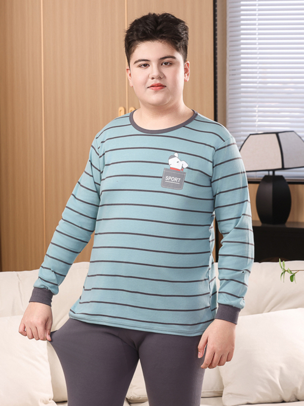 Dječji pamučni termo komplet za jesen-zimu, 100% pamuk, okrugli vrat, unisex