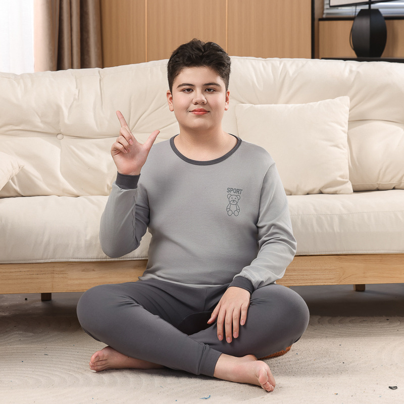 Dječji pamučni termo komplet za jesen-zimu, 100% pamuk, okrugli vrat, unisex