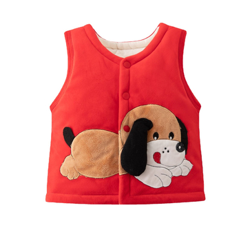 Vesta pentru copii fără mâneci, cu căptușeală coral fleece, groasă, 0–1 an, exterior 100% poliester, umplutură poliester, căptușeală din bumbac, stil coreean, închidere cu un nasture, fără glugă, unisex, primăvară/toamnă/iarnă, modele animale/cartoon/monoc