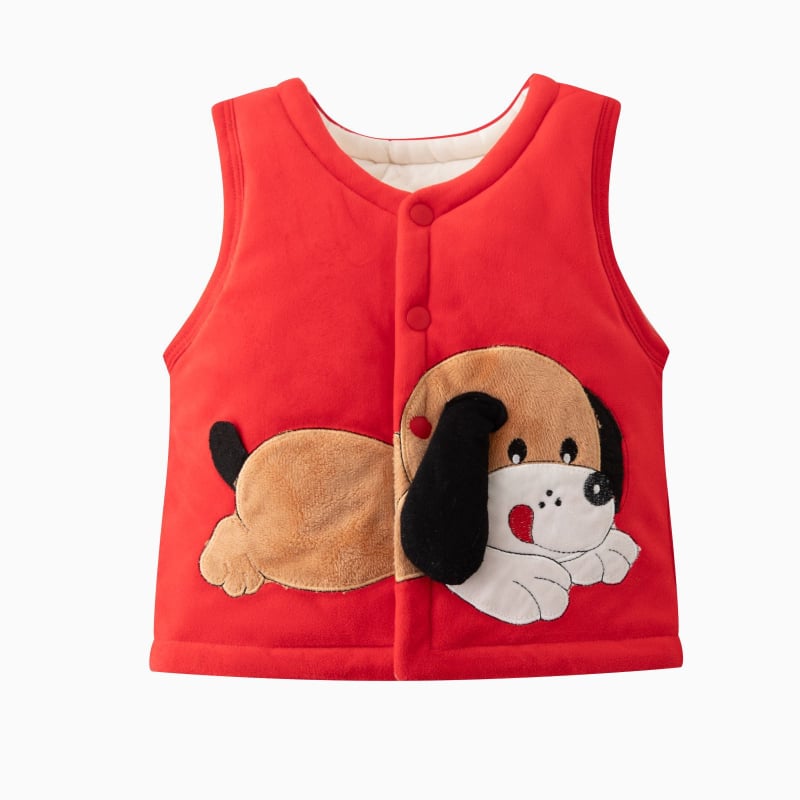 Vesta pentru copii fără mâneci, cu căptușeală coral fleece, groasă, 0–1 an, exterior 100% poliester, umplutură poliester, căptușeală din bumbac, stil coreean, închidere cu un nasture, fără glugă, unisex, primăvară/toamnă/iarnă, modele animale/cartoon/monoc