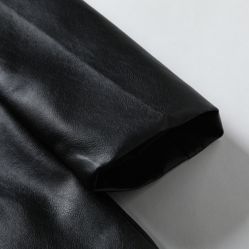 Pánsky PU kožený kabát, krátka dĺžka (40-50 cm), stojací golier, zips, punk štýl, Modalno-polyesterová zmes (30-50%)