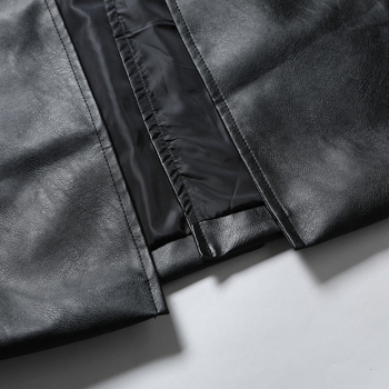 Pánsky PU kožený kabát, krátka dĺžka (40-50 cm), stojací golier, zips, punk štýl, Modalno-polyesterová zmes (30-50%)