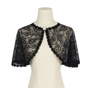Női csipkés sál-kardigán, könnyű, egyszínű, rövid fazon, dekoratív részlet, tavasz–nyár–ősz.