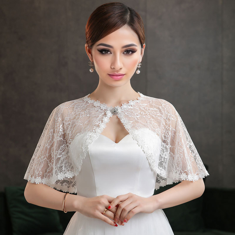 Női csipkés sál-kardigán, könnyű, egyszínű, rövid fazon, dekoratív részlet, tavasz–nyár–ősz.