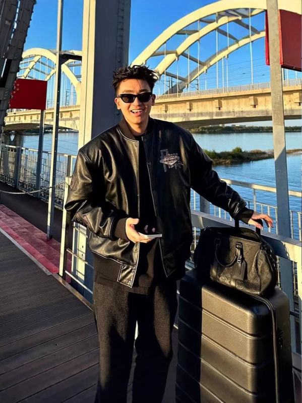 Himovani PU kožno sako s motivom američkog pokera, hip-hop stil, opuštenog kroja, baseball ovratnik, jednostruko kopčanje