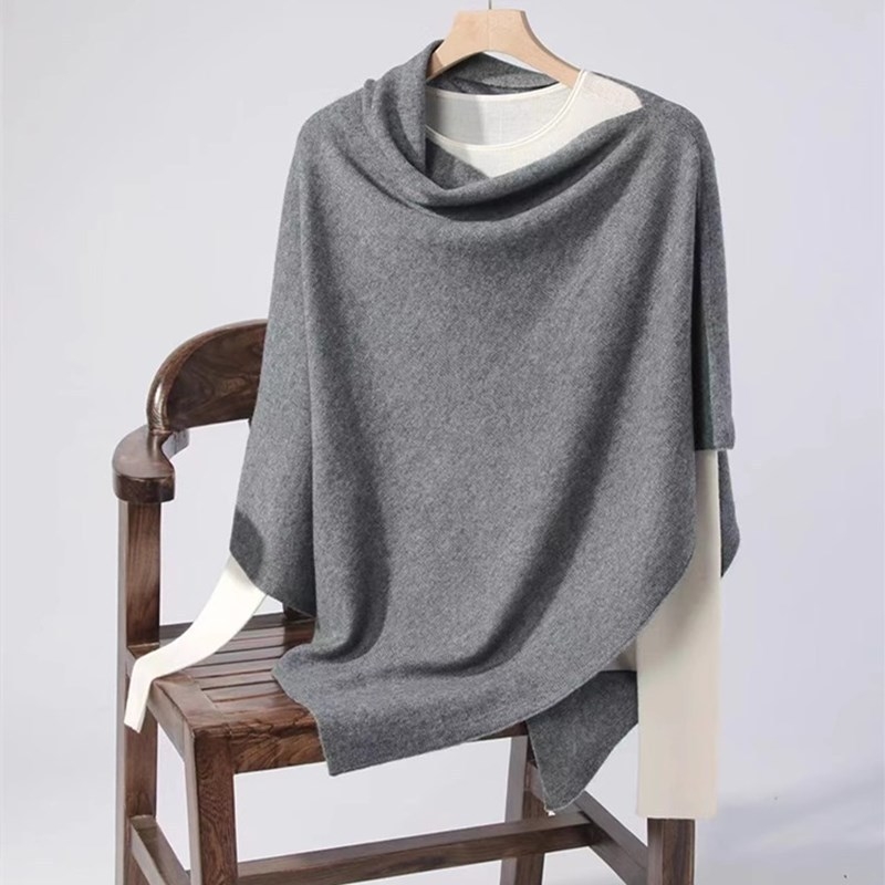 Șal-pelerină tricotată din lână Merino 100%, unisex, pentru toate anotimpurile