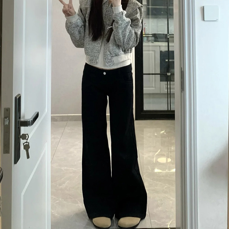 Széles szárú farmernadrág, magas derék, denim 50–70% pamut, cipzár és több zseb