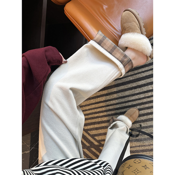 Džíny z denimu s vysokým pásom a širokým strihom, zmesou spandexu, plná dĺžka, zimná kolekcia 2024