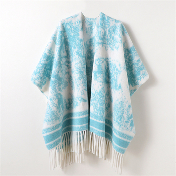 Dviejų pusių šalis kinų stiliuje su tintų tapyba, kašmyro imitacija, poliesteris, warp audimas, tie-dye