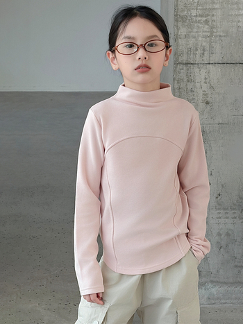 Tricou pentru copii cu mânecă lungă, guler rotund, Monet velur ușor cald, fibre de celuloză regenerată 63,3%, tratament moale, menține căldura, pentru primăvară, toamnă și iarnă