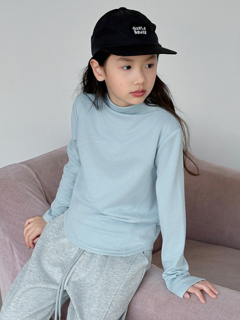 Tricou pentru copii cu mânecă lungă, guler rotund, Monet velur ușor cald, fibre de celuloză regenerată 63,3%, tratament moale, menține căldura, pentru primăvară, toamnă și iarnă