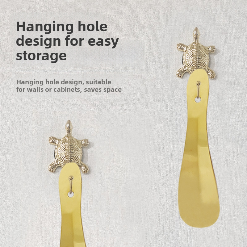 Brass shoe horn with puller, portable household tool, model XB-2989 7/50, daily casual style