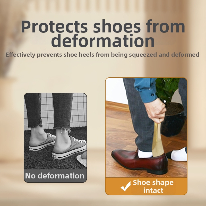 Brass shoe horn with puller, portable household tool, model XB-2989 7/50, daily casual style