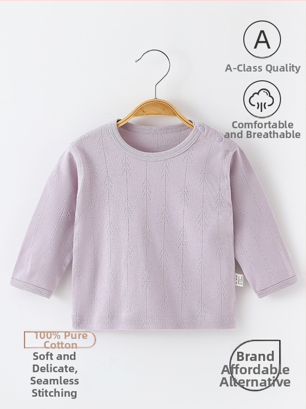 Бебешки топ с дълги ръкави, 100% памук, унисекс, кръгла яка, новородени 0–1 година