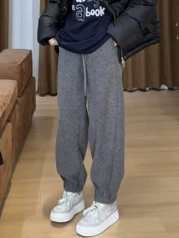 Ženske hlače s flisom, plus veličina, visok struk, ravni kroj, laskaju kruškolikoj figuri