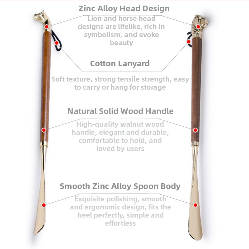 Valriekstu koka apavu pacēlājs ar zelta pārklājumu, modelis 2-201, stils figūra, ikdienas, Auspicious Foot