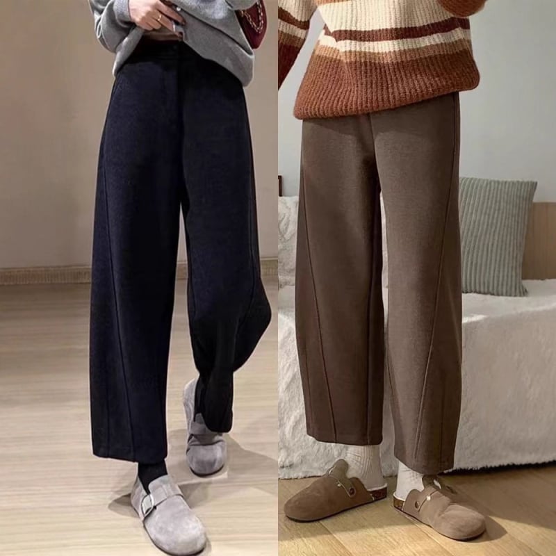 Moterų poliesterio tiesių kelnių, žiema 2025, aukštas liemuo, japonų–korėjietiškas laisvalaikio stilius