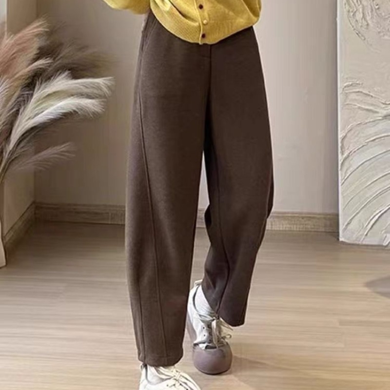Moterų poliesterio tiesių kelnių, žiema 2025, aukštas liemuo, japonų–korėjietiškas laisvalaikio stilius