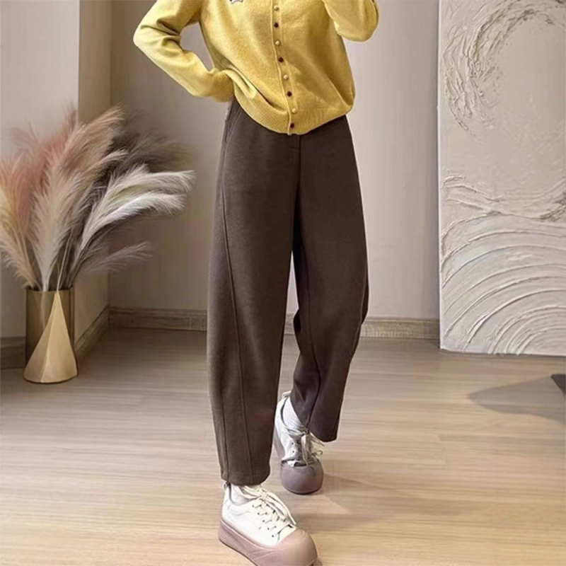 Moterų poliesterio tiesių kelnių, žiema 2025, aukštas liemuo, japonų–korėjietiškas laisvalaikio stilius