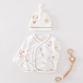 Новородено памучно облекло — унисекс, 0–12 месеца (до 80 см), 100% памук, кръгла яка (без качулка)