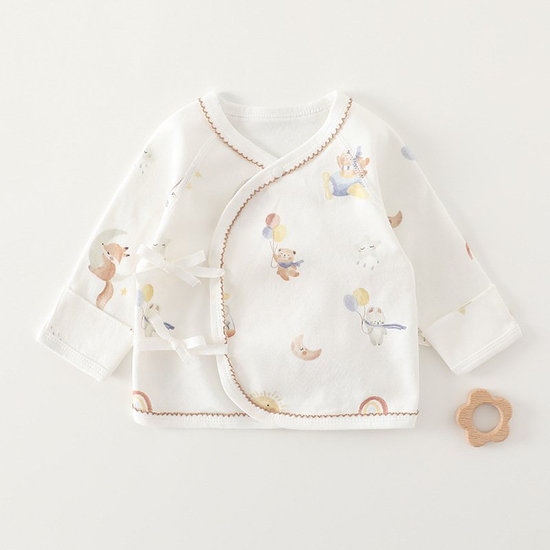 Новородено памучно облекло — унисекс, 0–12 месеца (до 80 см), 100% памук, кръгла яка (без качулка)