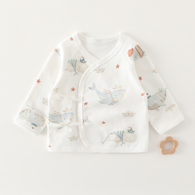 Новородено памучно облекло — унисекс, 0–12 месеца (до 80 см), 100% памук, кръгла яка (без качулка)