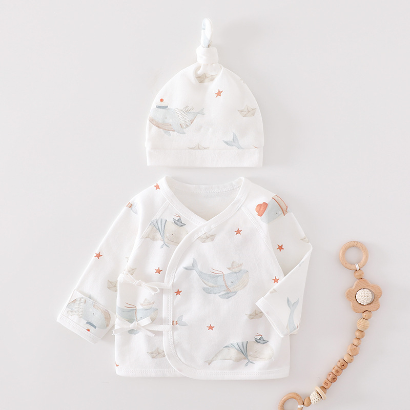 Новородено памучно облекло — унисекс, 0–12 месеца (до 80 см), 100% памук, кръгла яка (без качулка)