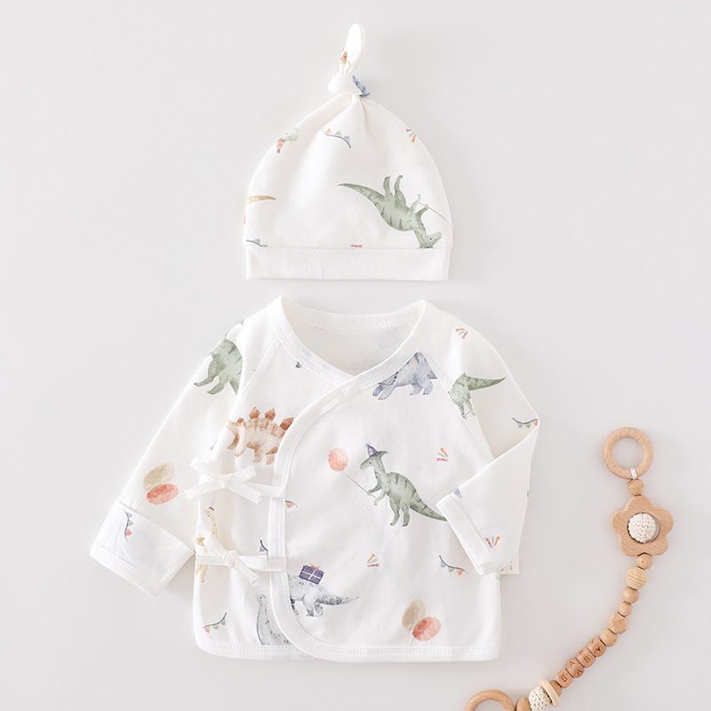 Новородено памучно облекло — унисекс, 0–12 месеца (до 80 см), 100% памук, кръгла яка (без качулка)