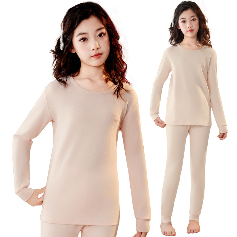 Topli dječji set donjeg rublja za djevojčice, 100% pamuk, s okruglim izrezom, za jesen-zimu, 8+ godina