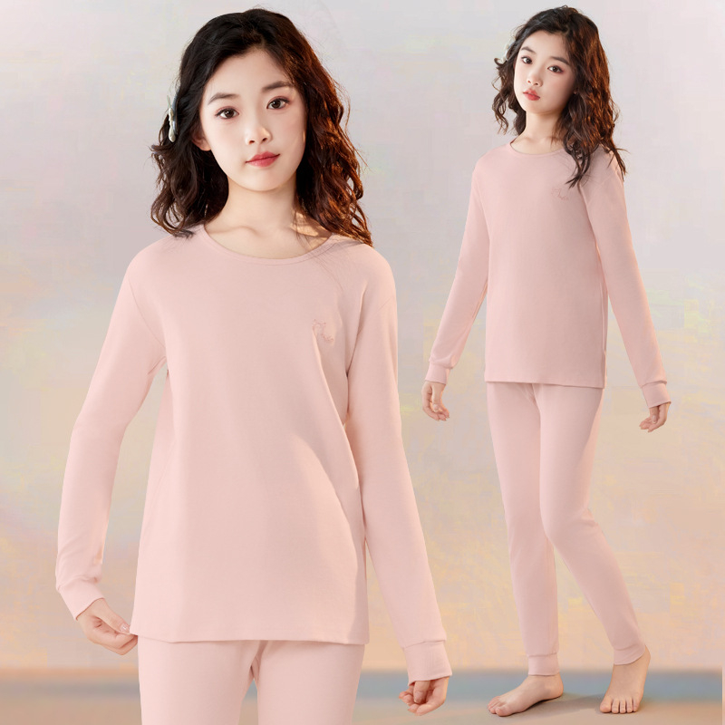 Topli dječji set donjeg rublja za djevojčice, 100% pamuk, s okruglim izrezom, za jesen-zimu, 8+ godina