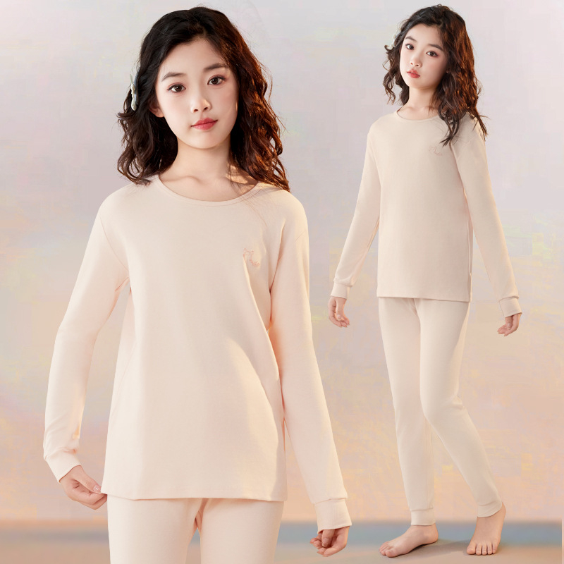 Topli dječji set donjeg rublja za djevojčice, 100% pamuk, s okruglim izrezom, za jesen-zimu, 8+ godina