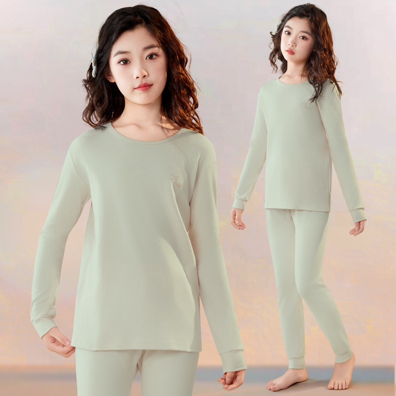 Topli dječji set donjeg rublja za djevojčice, 100% pamuk, s okruglim izrezom, za jesen-zimu, 8+ godina