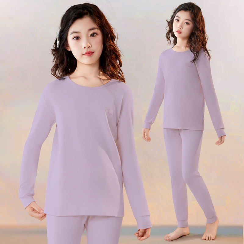 Topli dječji set donjeg rublja za djevojčice, 100% pamuk, s okruglim izrezom, za jesen-zimu, 8+ godina