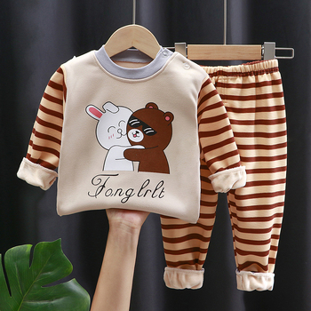 Dječji zimski termalni set donjeg rublje, Milk Silk, unisex, 1–3 godine, visok ovratnik, uzorak: pruge
