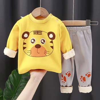 Dječji zimski termalni set donjeg rublje, Milk Silk, unisex, 1–3 godine, visok ovratnik, uzorak: pruge