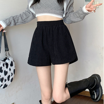 Ženske široke hlače s elastičnim pojasom, 3/4 duljina, poliester vlakno, vunena mješavina