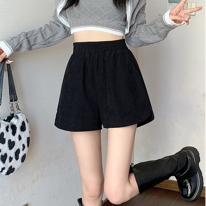 Ženske široke hlače s elastičnim pojasom, 3/4 duljina, poliester vlakno, vunena mješavina