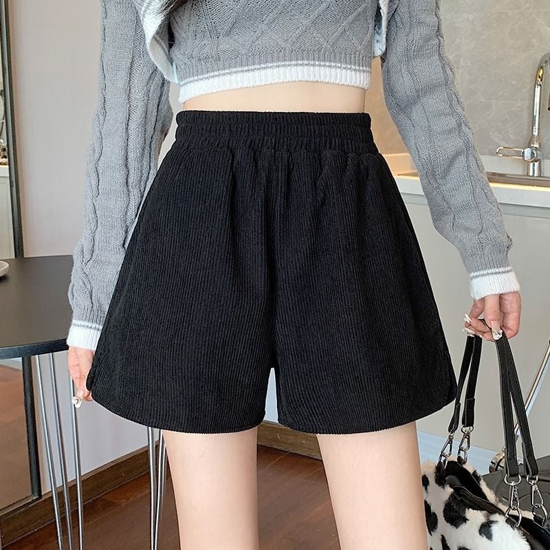 Ženske široke hlače s elastičnim pojasom, 3/4 duljina, poliester vlakno, vunena mješavina