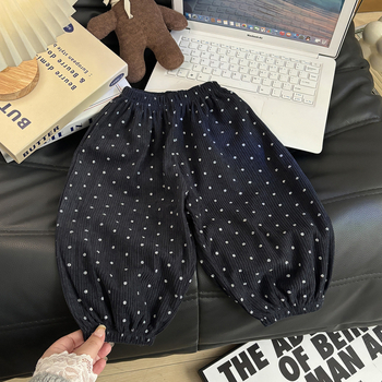 Dječje hlače za djevojčice s točkicama, 100% poliester, srednji pojas s elastičnim trakom, otvoreni prepona, mekana završna površina