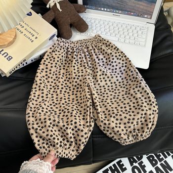 Dječje hlače za djevojčice s točkicama, 100% poliester, srednji pojas s elastičnim trakom, otvoreni prepona, mekana završna površina