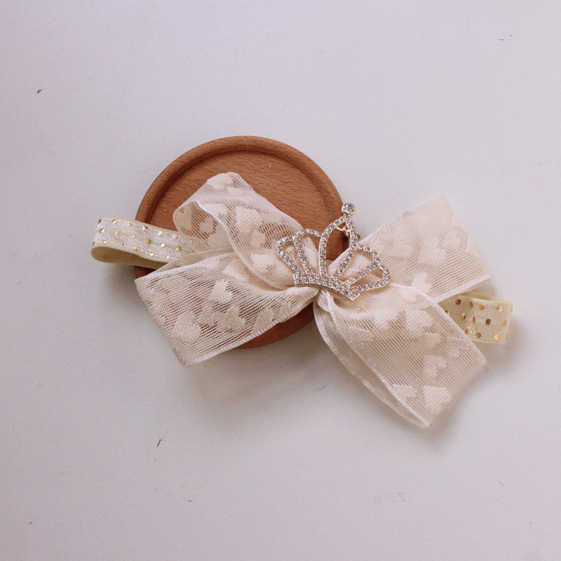 Dječja traka za kosu s mašnicom i čipkom, Korejski stil od tkanine, karirani uzorak