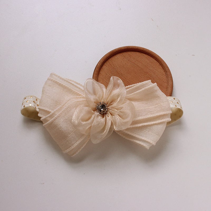 Dječja traka za kosu s mašnicom i čipkom, Korejski stil od tkanine, karirani uzorak