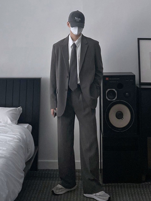 Kaheosaline ülikonnakomplekt, Korea stiilis retro laia lõikega, kerge äri stiil, suveväljaanne 2024, puuvillase jaatsetaat segu, 70.1% atsetaat